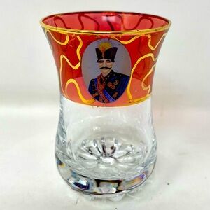 Vintage Elegant Red and Gold Art Glass Bohemian Tea Cup